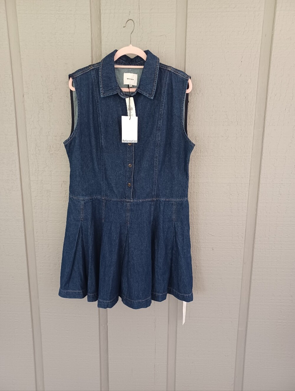 Reformation Arella Denim Mini Dress Size 6 Cotton Sleeveless Preppy In Flinders - Picture 1 of 14
